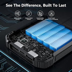 Solar Power Bank 20000mAh Wireless Portable Charger Built-in 3 Cables 15W USB-C Fast Charging Black Battery Pack Compatible with iPhone, Samsung, Emergency LED Flashlights Perfect for Camping, Hiking