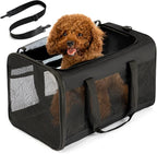Conlun Dog Carrier Bag,Soft-Sided Pet Carriers for Dogs with 4-Sided Mesh, Cat Transport for Large Cats Small Dog Up to 20lb,Collapsible Dat Travel Carrier-L,Black