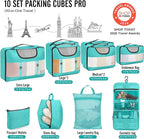Veken 10 Set Packing Cubes for Kids & Toddler, Airplane Travel Essentials, Beach Vacation & Road Trip Suitcase Organizer Bags Set for Luggage, with Hanging Toiletry & Shoe Bag
