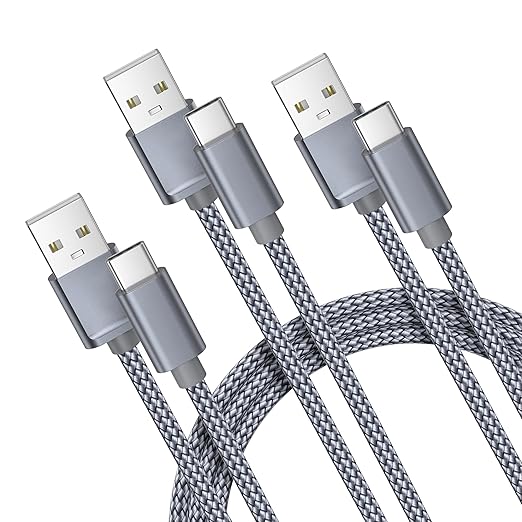Basesailor for iPhone 17 16 Pro Max Charger Cord,USB to USB C Cable,Type C Charging Power Cord for Apple 17e 15 iPad 10 Air 4 5,Samsung Galaxy S26 S25 S24 S23,Grey,3Pack 3.3/6.6/10FT(1/2/3M)