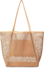 Iioscre Beach Bag for Women, Causal Hobo Pool Bags with Zipper Inner Pocket, Foldable Swim Tote Bag for Vacation Essentials