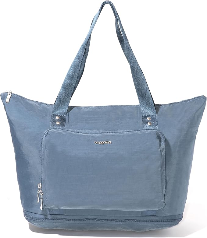 Baggallini Carryall Expandable Lightweight Travel Tote 22" Packable Folding Compact Nylon Washable Weekender w/Luggage Sleeve