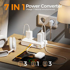 TESSAN Voltage Converter US to Europe, 220 to 110 Voltage Converter, Universal Travel Adapter with 4 USB Ports (1 USB C), 3 AC and EU UK AU IT in ZA Plug Power Adapter, Step Down Transformer, 4 FT