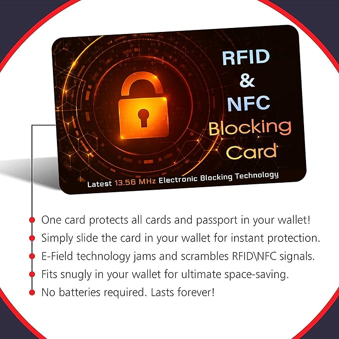 SaiTech IT 5 Pack RFID Blocking Card, Protector for Entire Wallet, Purse, and Debit Credit Cards from NFC Contactless Theft for Men & Women - Orange Black