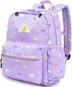 STEAMEDBUN Corduroy Kids Backpack for Girls 5-8: Girls Backpack for Elementary Kindergarten - 15 inch Cute Backpacks for Kids - Purple Bow