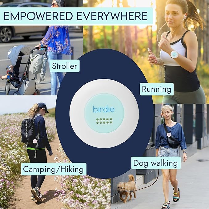 She's Birdie - The Original Personal Safety Alarm Disc for Bikes, Hikes, and Late Nights - Loud Siren, LED Light for Extra Visibility, Rechargeable, Handsfree, Lightweight, Water Resistant (Aqua)