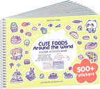 Cute Foods Around The World 500+ Sticker Book for Girls by Cupkin Toddler Airplane Activity Coloring + Sticker Book, Road Trip Essentials, 12 Coloring Pages + Scenes for Ages 2–8 Years