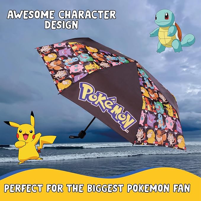 Pokémon Pokemon Umbrella for Adults Teens Kids - Folding Telescopic Umbrella Lightweight Travel School Work Gifts