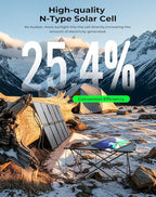 BigBlue Portable 35W Solar Panel Charger with Fast Charging USB-A and PD 25W USB-C for Camping Backpacking, 1.54 lbs, IP68 Waterproof, Folding Solar Phone Charger for iPhone/Android, iPad, Power Bank