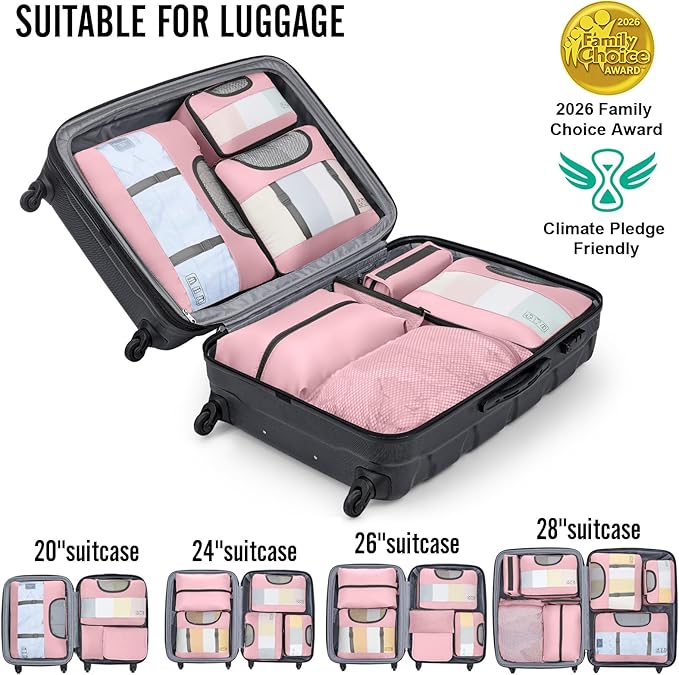 Veken 10 Set Packing Cubes for Travel Essential, Suitcase Organizer Bags in 4 Sizes, Carry-On Luggage Accessories with Large Laundry & Hanging Toiletry Bag, Must-Have for Airplane, Road Trip & Camping