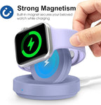 2026 Upgraded for Apple Watch Charger Magnetic Fast Charging Dock,Portable Wireless Charging Stand Compatible with iWatch Series Ultra/SE/11/10/9/8/7/6/5/4/3/2 Support Nightstand Mode-Purple