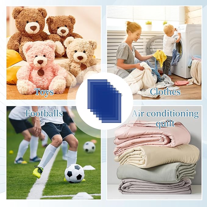 6PCS Blue Mesh Bag Drawstring, 23 x 35 Inch Net Bag with Lock, Multipurpose Storage Bags for Gym, Laundry, Balls, Beach and Toys