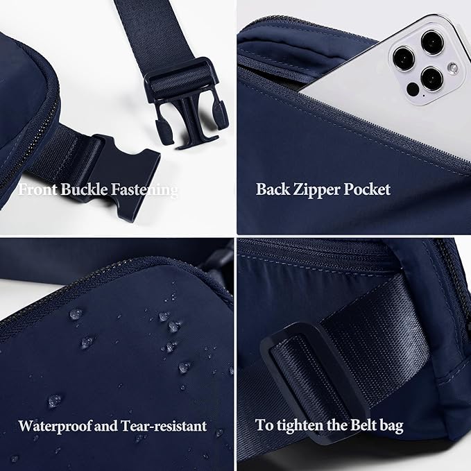 YOSHUYUKI Fanny Pack Crossbody Bag Trendy Waterproof Small Cross Body Purse for Women Men Fashion Waist Packs Mini Belt Pouch Chest Bum Hip Bag Lulu Dupes for Travel Vacation Running True Navy