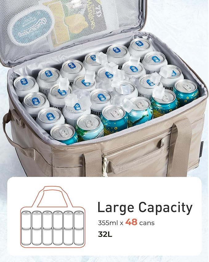 TOURIT Soft Sided Cooler Bag Insulated 30/48/60 Cans, Large Collapsible & Leakproof Ice Chest for Picnic, Beach, Camping, Travel