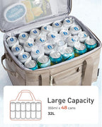 TOURIT Soft Sided Cooler Bag Insulated 30/48/60 Cans, Large Collapsible & Leakproof Ice Chest for Picnic, Beach, Camping, Travel