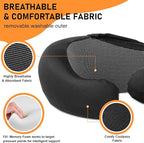 Travel Pillow Blanket Set - Hooded Neck Pillows Airplane with Portable Bag Earplugs, Memory Foam Filling, Long Flights Trip Essentials for Plane, Office, Cars Sleeping