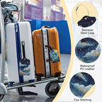 Starry Night Luggage Tags for Suitcase,3 Pack Luggage Tag Leather Privacy Cover ID Label with Stainless Steel Loop for Women Men