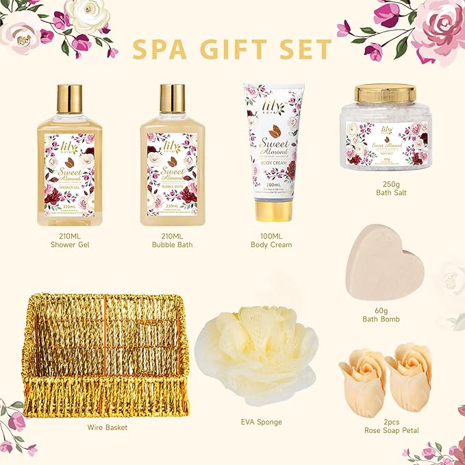 Gifts for Women, Mothers Day Gift Basket for Mom - 9 Pcs Bath and Body Gift Basket Set Spa Gift Basket Set for Women, Gift Set | Perfect Christmas, Birthday, Valentines Day Gifts for Her, Gift for Mom