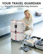 Travelkin Luggage Straps TSA Approved - Adjustable Cross Suitcase Straps with TSA Lock, Reinforced Buckle, Unique Pattern - Secure Heavy Duty Luggage Straps for Travel (Journey)
