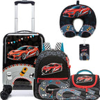 Kids Luggage Set 5 Piece 16'' Hardside Spinner Wheels Travel Suitcase Carry On Airline Approved Black Car