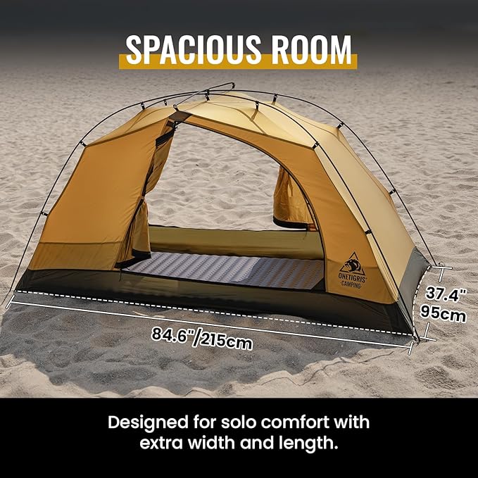 OneTigris Stella 4 Season Camping Tent Backpacking Waterproof Lightweight Easy Setup Instant 3000mm Waterproof Rating Outdoor Hiking Tent