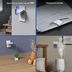 ETwinCoo 3 Way Flat Wall Outlet Extender Safe AC Adapter - 2-Prong Swivel Mini Indoor Wall Tap Plug, Outlet Splitter (Quick & Easy Install) Perfect for Home and Travel, Type A, White (3 Pack)