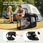 Lekereise Large Cat Backpack Carrier Expandable Pet Carrier Backpack for Small Dogs Medium Cats Fit Up to 18 Lbs, Foldable Puppy Backpack Carrier for Travel, Hiking, Black