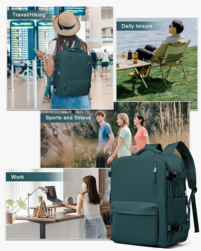 WONHOX Large Travel Backpack Women,Carry On Backpack Flight Approved 18x14x8 inches Bag Spirit Airlines Personal ltem,College Sports Hiking Rucksack Laptop Blackpack mochila de viaje,PeacockBlue
