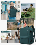 WONHOX Large Travel Backpack Women,Carry On Backpack Flight Approved 18x14x8 inches Bag Spirit Airlines Personal ltem,College Sports Hiking Rucksack Laptop Blackpack mochila de viaje,PeacockBlue