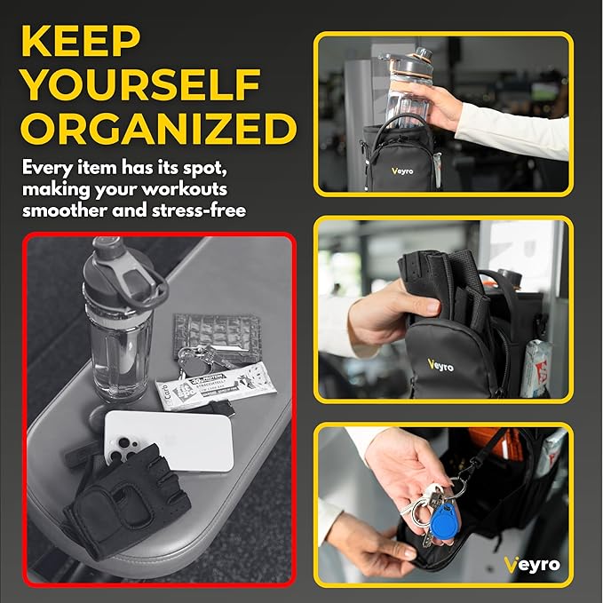 Veyro Magnetic Gym Bag with strong Magnetic Phone Holder - Gym water bottle bag holder for men and women - Compact Gym Crossbody Pouch - Compact Crossbody Pouch (Black)