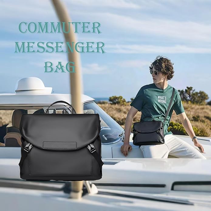 Water-Resistant Messenger Bag for Men & Women, Lightweight Crossbody Laptop Briefcase for Commute, 13 inch Laptops, Durable Shoulder Bag with Adjustable Strap