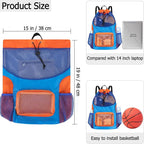 Swim Bag for Kids Mesh Beach Backpack for Boys Lightweight Drawstring Beach Bag Swimming Pool Sports Gym String Bag (Blue)