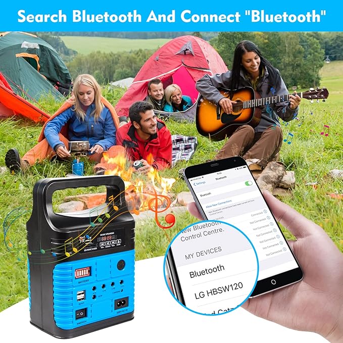 Portable Power Station,Solar Generator with Panels included,LiFePO4 Battery Pack Small Solar Powered Generator with DC/USB Outlets,LED Flashlight for Home Use,Outdoor Camping Quiet(Blue)