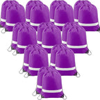 BeeGreen 20 Pieces Purple Drawstring Backpacks Bulk, Draw String Bags for Gym Sport, Reflective Cinch Blank Bag