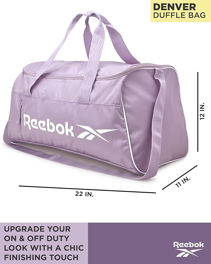 Reebok Duffle Bag - Lightweight Unisex Carry On Gym Bag - Travel and Sports Duffel Bags for Men and Women, Denver - Lavender