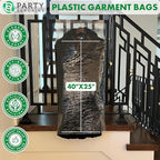 PARTY BARGAINS 40 x 25 Inch Disposable Clear Garment Bags, 50 Pack – Heavy-Duty Plastic Clothes Covers for Suits Dresses Coats, Closet & Travel