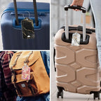 Rimilak 3 Pcs PU Leather Luggage Tags for Suitcase, Travel Cruise Luggage Tag with Privacy Flap, Name ID Label and Metal Loop for Women Men Baggage Handbag School Bag Backpack, Gold Marble