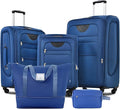 Lightweight Expandable Softside Luggage Sets 3 Piece, Large Capacity Travel Suitcase with Spinner Wheel, TSA Lock, Easy Access Design and Adjustable Telescoping Handle (Blue)