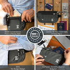 Money Belt for Secure Travel - RFID Blocking Slim Passport Holder - Hidden Waist Pouch for Cash, Credit Cards, Documents - Concealable Under Clothes, Water-Resistant Slim Fanny Pack for Men and Women