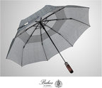 Balios Travel Folding Umbrella with Real Wood Handle Auto Open Close Vented Windproof Canopy - Designed in UK