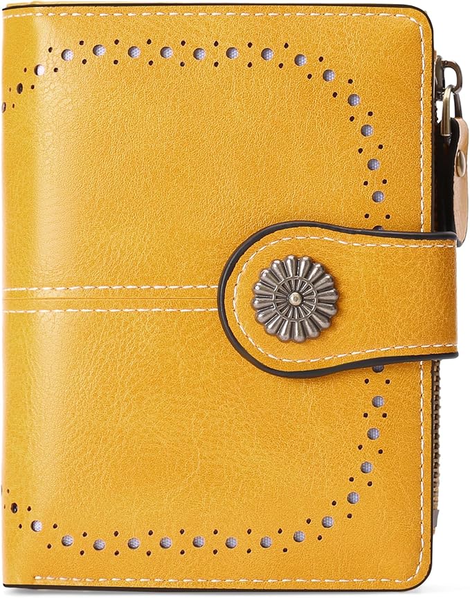 Small Wallet for Women Bifold Credit Card Holder RFID Blocking with Zipper Pocket
