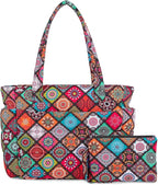 TOPDesign Puffer Tote Bag for Women, Lightweight Puffy Handbag with Compartments, Quilted Shoulder Bag for Work, Travel, Gym