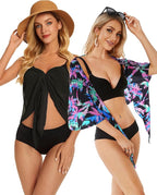 CHICGAL 2 Pieces Women Beach Sarong Bathing Suit Wrap Skirt Sheer Bikini Swimsuit Cover Ups for Swimwear