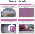 BOYATU Travel Makeup Bag Organizer Cosmetic Bag: 3 Pcs Set Make up Bags for Women with Handle - Waterproof Vegan Leather Toiletry Bags Travel Essentials Pouch with Compartments (A-05-Purple)
