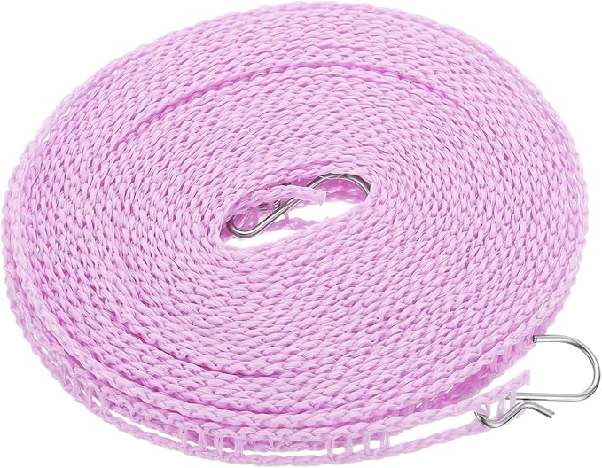 uxcell Portable Clothesline, 26.25ft Nylon Windproof Non-Slip Washing Line Rope for Courtyard Outdoor Travel Camping Laundry Drying, Purple