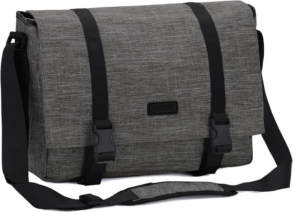 VASCHY Messenger Bag,Water Resistant Casual Lightweight Slim Crossbody Shoulder Bag for Men Women Work School for 14in Laptop