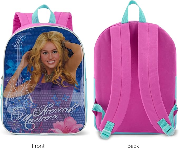 Disney Hannah Montana Backpack for Kids - Cute & Durable Kids Backpack for Girls with Padded Straps & Zip Compartment - Ideal Toddler Bookbag for School & Travel - 15”