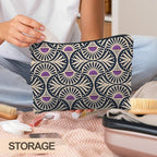 Boho Makeup Bag Gifts for Women, Sunset Leaf Aesthetic Makeup Pouch(Purple)