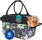 PetAmi Dog Purse Carrier for Small Dogs Cats, TSA Airline Approved Soft-Sided Pet Carrier with Pockets, Ventilated Travel Tote Bag with Bed & Shoulder Strap, Puppy Kitten, Max 12 lbs, Floral Gray