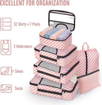 8 Set Packing Cubes for Travel Essentials, Suitcase Organizer Bags in 4 Sizes, Carry-On Luggage Accessories with Laundry Bag, Airplane Must Have, Gifts for Women Men